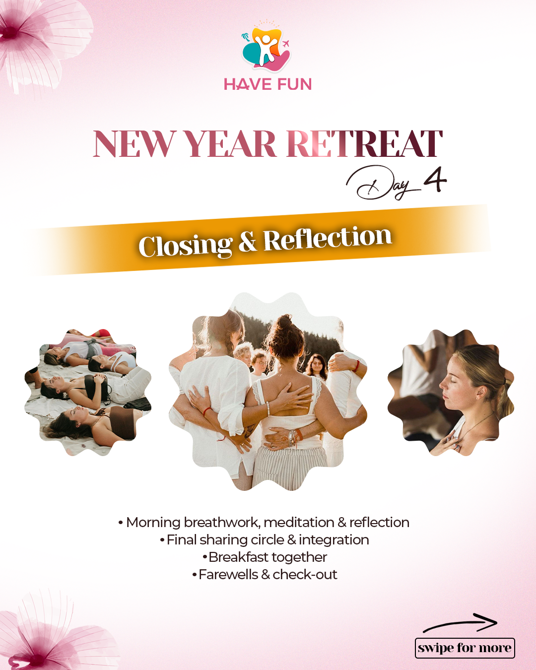 Women wellness retreat meditation and reflection Day 4